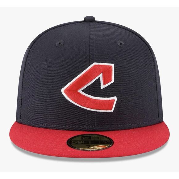Men's New Era Navy Cleveland Indians Cooperstown Collection Wool 59FIFTY 6 7/8 - Picture 3 of 7
